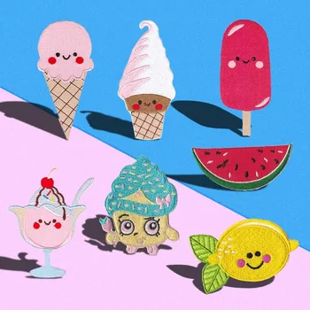 1 ADET Karikatür İçecekler popsicle, dondurma İşlemeli Yama Etiket Demir on Giysi DIY Aplike çocuk T-shirt dekorasyon