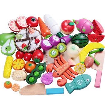 1 ADET Manyetik Ahşap Kesme Meyve Sebze oyuncak yiyecekler Oyna Pretend Simülasyon Mutfak Modeli Eğitici Oyuncaklar Çocuklar Çocuklar İçin