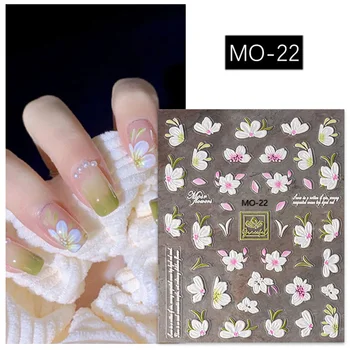 1 adet Çiçek 5D Kabartmalı Nail Art Sticker Mat Kamelya Sakura Çiçek Petal Jel Lehçe Kazınmış Çıkartmaları Manikür İpuçları DIY Çıkartması