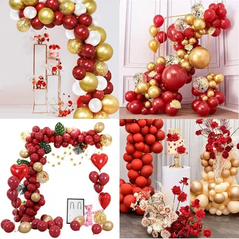 1 takım kırmızı ve altın balon kemer garland seti yıldönümü düğün doğum günü dekorasyon sevgililer günü nişan parti decorati