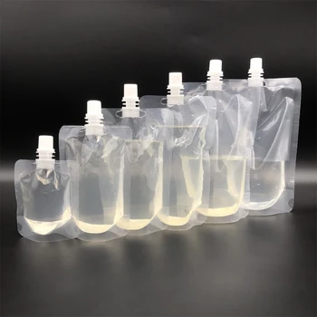 10 Adet 100-500ML Plastik Stand Up İçecek Çantası Şeffaf Meme Çantası Açık Seyahat Kamp Sıvı Suyu Süt Sızdırmazlık çanta
