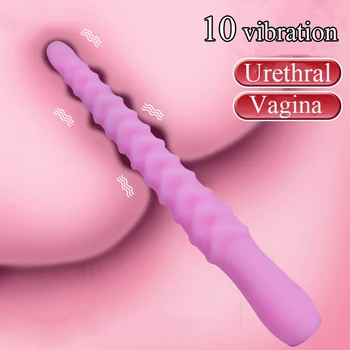 10 Hız Uzun Üretral Vibratör Kateter anal tıkaç Bayanlara Seks Oyuncakları Titreşimli Üretra Ses Dilatör Masajı Yapay Penis Vibratör