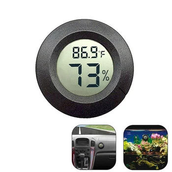 -10~ +60°C Mini LCD Dijital Termometre Higrometre Yuvarlak Sıcaklık nem test cihazı sensör dedektörü Dondurucu Puro Kutusu