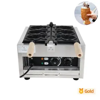 1400 W Dondurma Taiyaki Maker Balık Şekilli Kek Makinesi Elektrikli Waffle makinesi 220 V Açık Pouth Taiyaki Makinesi