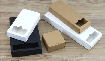 15 adet 17*8*3.5 cm Çekmece kağit kutu Beyaz Siyah Kahverengi Kraft Kağıt ambalaj kutusu İçin El Yapımı Sabun Takı Hediye Kutusu Parti Favor Kutusu