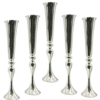 15 adet) gümüş ayna düğün kaide metal ayağı sütunlar vazo parti düğün süslemeleri için çiçek standı AB0394
