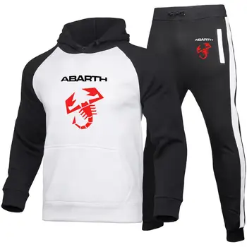 2023 yeni bahar sonbahar erkek hoodie Abarth araba logosu baskı Erkek Colorblock yüksek kaliteli pamuklu Spor