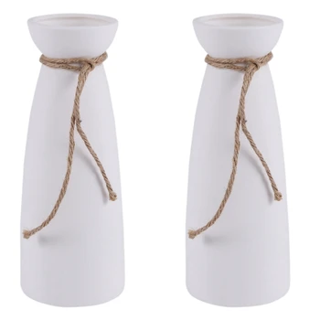 2X Beyaz Seramik Vazo Minimalist Tarzı Dekorasyon, modern ev dekorasyonu Porselen Vazo Mat Tasarım (B Tarzı)