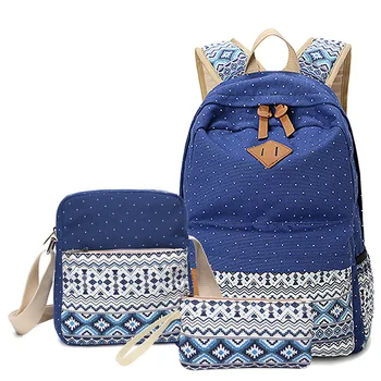 3 adet / takım Moda Tuval Sırt Çantaları Kadın Okul gençler için çanta Kızlar Laptop Sırt Çantası Sırt Çantası kadın Seyahat Çantası