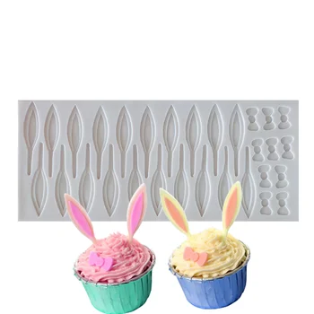 3D Tavşan Kulaklar Şekli silikon kalıp Mutfak DIY Kek Pişirme Araçları Köpük Şeker Kurabiye Çikolata Kalıp Kek Jant Dekorasyon