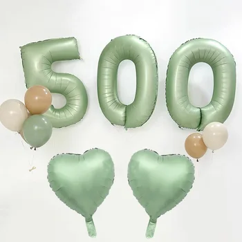 40 İnç Zeytin Yeşili Dijital Alüminyum Film Balon 123456789 Yaşındaki Numarası Balonlar Doğum Günü Partisi Bebek duş dekorasyonu