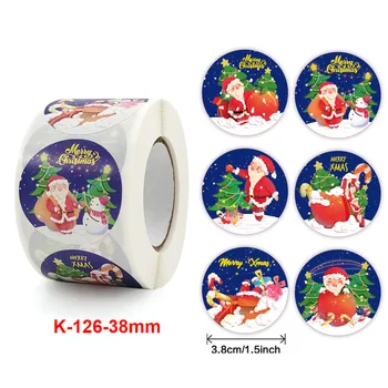 500 adet 6 Tasarımlar 1.5 İnç Noel Tema Mühür Etiketleri Çıkartmalar DIY Hediye Pişirme Paketi Zarf Kırtasiye Dekorasyon