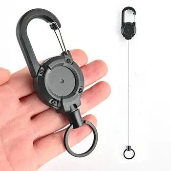 Anahtarlık Mini ABS Çelik tel Halat Siyah Renk Anahtarlık Geri Çekilebilir Elastik Anti-kayıp Sırt Çantası Anahtarlık Açık Aksesuarları