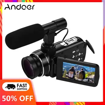 Andoer 4K Dijital Video Kamera Profesyonel Kamera Elde Taşınabilir DV CMOS Sensörlü Kamera 0.45 X Geniş Açı Lensli видеокамера