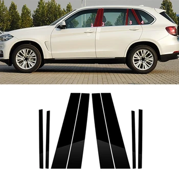 Araba Pillar Mesajları Kapak Trim İçin BMW - X5 F15 2014-2018 Pencere ayar kapağı BC Sütun Sticker Siyah ,6 ADET