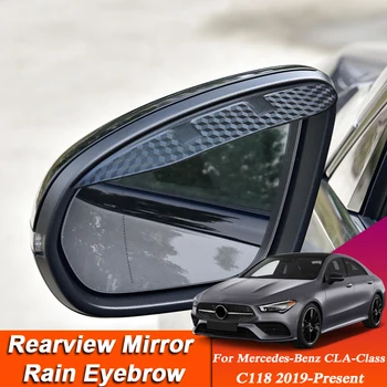 Araba-styling İçin Mercedes-benz GLA Sınıfı C118 2019-PresenCarbon Fiber dikiz aynası Kaş Yağmur Kalkanı Anti-yağmur kılıfı Etiket