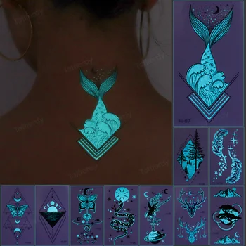 Aydınlık Sahte Dövme Etiket Sanat Geçici Dövmeler Vücut Su Geçirmez Renkli Balık Kalp Küçük Mini Seksi Dövmeler Parmak