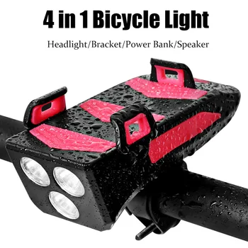 Bisiklet ışığı dörtü bir arada Far Şarj Edilebilir Parlama Feneri Gece Sürme Dağ Bisikleti Cep telefon tutucu Aksesuarları