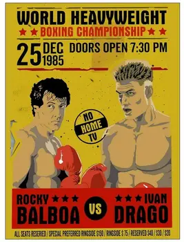 boks rocky balboa vs drago Metal Plak Burcu vintage retro Pub Bar Adam Mağara