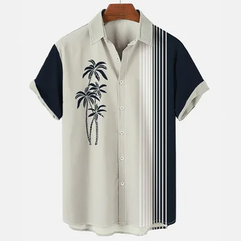 Büyük boy Vintage Giyim Erkek Giyim havai gömleği Erkekler için Giyim Leopar Baskı Hawaii Anime Gömlek Erkek Hırka Üst