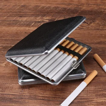Deri Sigara Durumda 20 Sigara saklama kutuları ile Erkekler için Tie-Aşağı Sapanlar Bireysel Rüzgar Geçirmez Sigara Kutuları