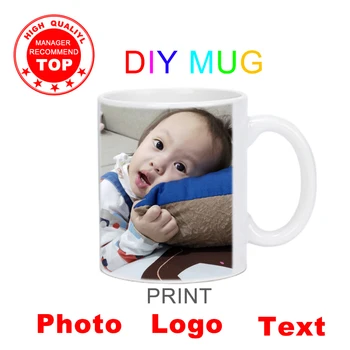 DIY Fotoğraf Beyaz seramik kupa, özel fotoğraf üzerinde çay bardağı, Yaratıcı hediyeler için Severler Arkadaşlar Aile, kahve kupalar Drinkware