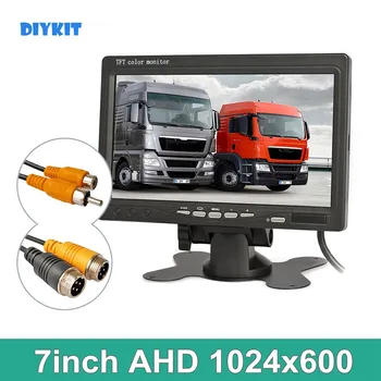 DIYKIT 1024x600 AHD 7 inç TFT LCD HD Araba Monitör Dikiz Monitör Desteği 1080P AHD Kamera 2 x 4PİN Video Girişi