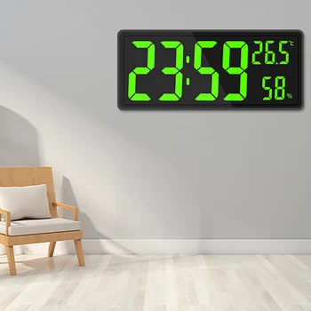 Duvar Asılı Dijital Saat Sıcaklık ve Nem led duvar saati Parlaklık Ayarı Gece Modu 12 / 24H Sessiz Elektronik Saat