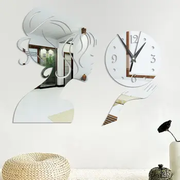 Duvar Saati Kız Ayna Sticker Akrilik Su Geçirmez Çıkartması Ev Dekor Sticker Sanat Oturma Odası Aksesuarları ev dekorasyon