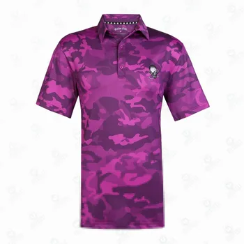 Dövme Camo Pro Serin Streç Golf Gömlek Mor Golf Moda Üst Polo Yaz Kısa Kollu Spor Rahat Tenis T-Shirt Hombre