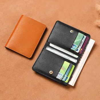 Düz Renk PU Deri Küçük cüzdan Kadınlar için Kısa Basit kadın Çanta Düğmeleri ile Ultra İnce Kredi kart çantası bozuk para cüzdanı