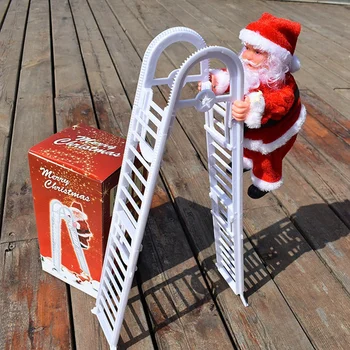 Elektrikli Noel Baba Tırmanma Merdiveni Bebek Müzik Noel ağaç dekor Noel Ağacı Açık Kapalı Dekorasyon