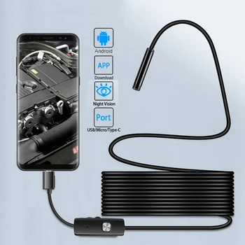 Endoskop 5.5 mm Kablolu USB Android Endoskop Kamera Mini Lens 3in1 TİP-C mikro USB Su Geçirmez Araç Muayene