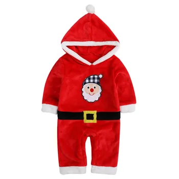Erkek Kız İlk Noel Kostüm 9 12 18 24 Ay Bebek Sevimli Cosplay Suit Kapşonlu Romper Unisex Toddler Yüksek Kaliteli Kıyafetler