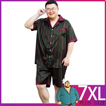 Erkekler Ipek Saten Pijama Set Pijama Set Pijama Set Büyük Boy Şort Loungewear boy 7XL Pijama Ev Giysileri