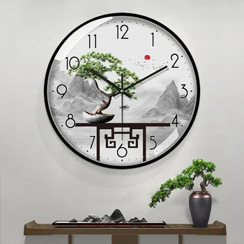 Haina Baichuan yeni Çin saat duvar saati oturma odası ev moda Çin tarzı manzara modern duvar saati sessiz saat