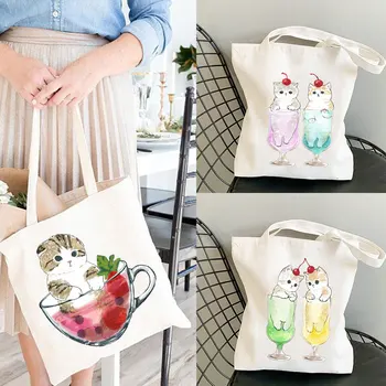 Harajuku Kawaii Y2k Anime Tote Çanta Sevimli Baskılı Alışveriş Çantası Katlanabilir alışveriş çantası kadın Alışveriş tasarımcı çantaları Alışveriş