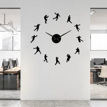 Hentbol Oyuncu Dıy Akrilik duvar saati Oturma oda duvar dekoru Sessiz Süpürme Moda Duvar Sticker Büyük Saat İzle Spor Sevgilisi Hediye