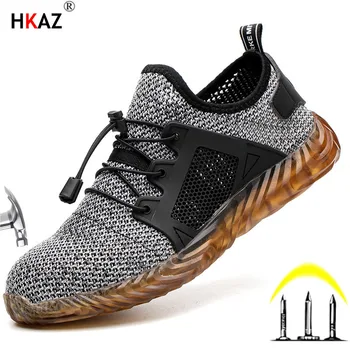 HKAZ Kadın Erkek Botları Hafif Renkli iş çizmeleri Güvenlik Ayakkabıları Moda Çelik burun Anti-Smashing Koruma LBX703