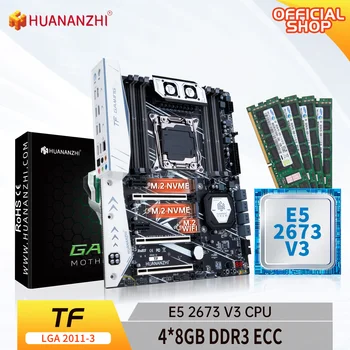 HUANANZHI X99 TF LGA 2011-3 XEON X99 Anakart Intel E5 2673 V3 ile 4 * 16G DDR3 RECC bellek combo kiti seti NVME