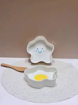 Ins zarif ve güzel plaka seramik düzensiz haşlanmış yumurta tabağı aperatif kahvaltı tabağı ev yaratıcı meyve tabağı