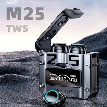 Kablosuz bluetooth uyumlu 5.3 Kulaklık dokunmatik M25 Tws dijital ekran Binoral Gürültü Azaltma Stereo Müzik Oyun Kulaklık