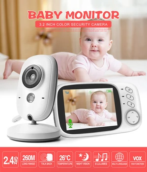 Kablosuz Video bebek izleme monitörü 3.2 İnç LCD 2 Yönlü Ses Konuşma Gece Görüş Sıcaklık Uyku Gözetim Güvenlik Kamera Çocuk Bakıcısı