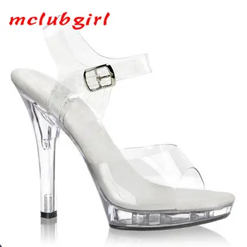Kadın ayakkabısı Yüksek Topuk Moda Şeffaf Kristal İnce topuklu sandalet yaz düğün elbisesi Ayakkabı 13cm Topuk 3cm Platformu YKC