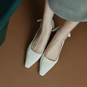 Kadınlar için Ayakkabı 2023 Yeni Arkası Açık İskarpin kadın Yüksek Topuklu Moda Zarif Ofis ve Kariyer Pompaları Kadınlar Katı Sivri Burun Ayakkabı Kadın