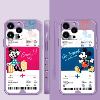 Kare Sıvı Apple iPhone 13 Pro Max 14 XR X 11 12 8 Artı 7 XS 6 Capinha Funda Disney Mickey Minnie Şehir Seyahat Kartı