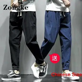 Keten Ayak Bileği Uzunlukta Pantolon erkek Joggers Erkek Pantolon Erkek Giysileri Harajuku moda Giyim Kore 4XL 2023 Bahar