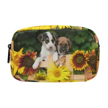 Kozmetik Çantası Su Geçirmez Taşınabilir Ayçiçeği ve Köpek Makyaj Çantaları 2021 Marka Sıcak Satış Seyahat Kadın Gerekliliği Güzellik Durumda Yıkama Çantası