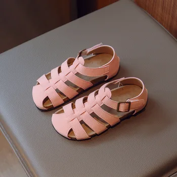 Kızlar Ayak Sarılmış Sandalet Çocuk İçi Boş Örgü Sandalet Sumemr Moda Çocuklar Bebek Roma Ayakkabı Düz Yumuşak Nefes 2023 Yeni