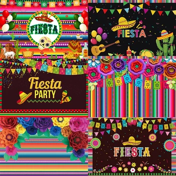 Meksika Zemin Fiesta Parti çiçekli kapak Çizgili Karnaval Fotoğraf Arka Plan Grad Fotoğraf Afiş Dekorasyon Prop